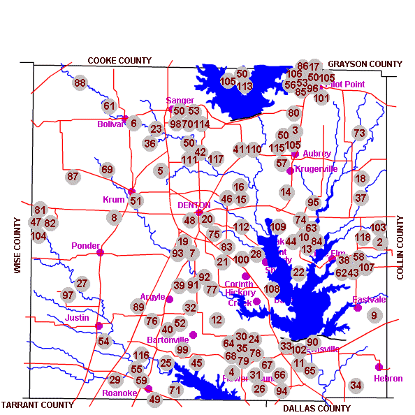 Cemetery Map, Denton County, TXGenWeb
